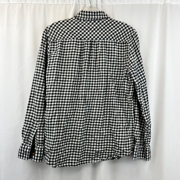 Lands’ End Women’s Checkered Button Up Top Black/White Size 10 - Picture 5 of 7